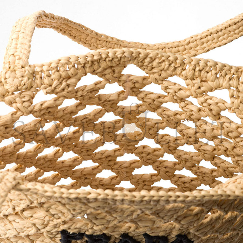 PRADA MEDIUM WOVEN FABRIC CROCHET TOTE BAG 1BG493 (31*30*1cm)